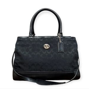 Coach Vintage Park Turnlock Signature Carryall Jacquard & Leather No. F23292